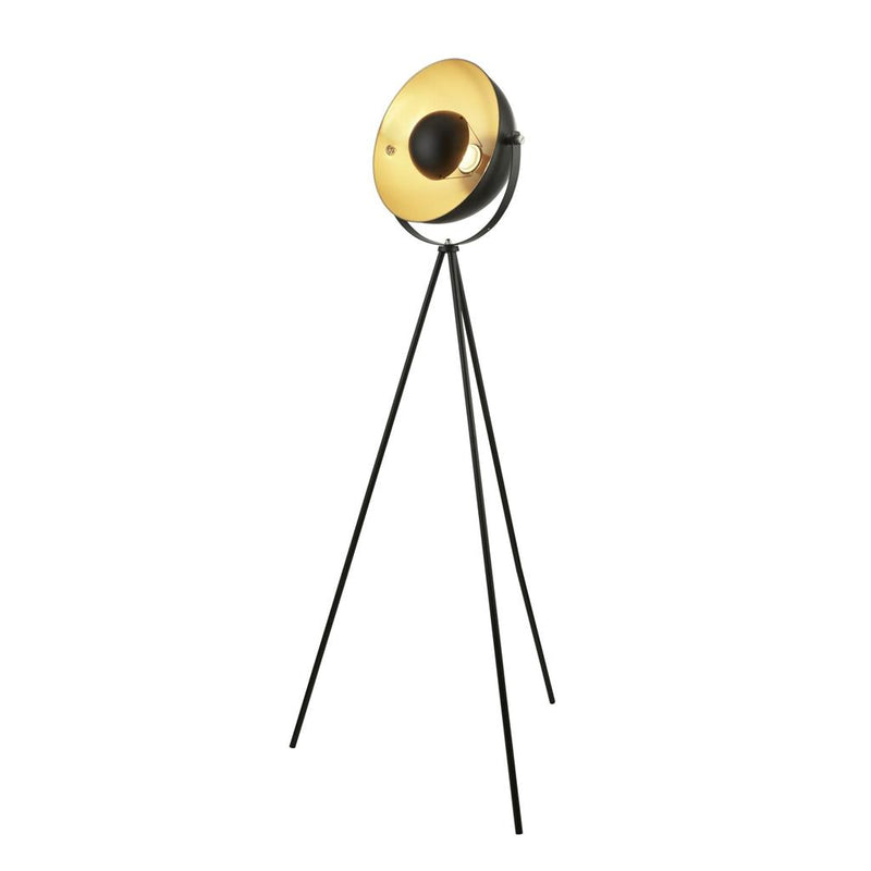 Searchlight  8022BK Blink Tripod Floor Lamp - Black Matt Metal & Gold