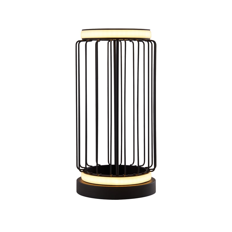 Searchlight  54210-1BK Circolo Cage Table Lamp - Black Metal & White Silicon