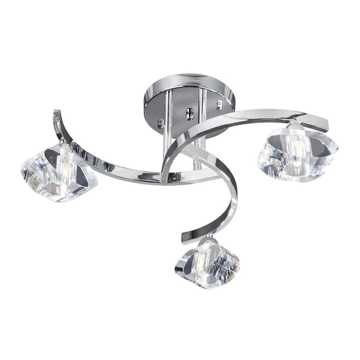 Searchlight  8083-3CC Sculptured Ice II 3Lt Flush - Chrome & Glass
