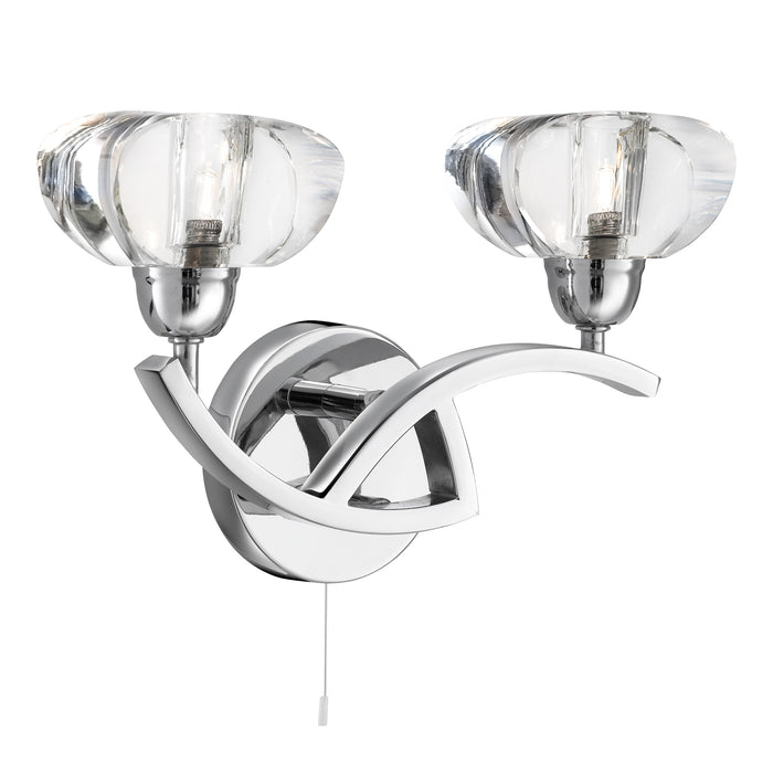 Searchlight  8086-2CC Sculptured Ice II 2Lt Wall Light - Chrome & Glass