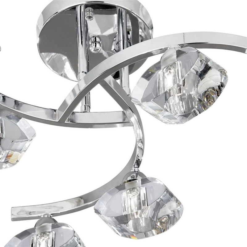 Searchlight  8086-6CC Sculptured Ice II 6Lt Flush - Chrome & Glass