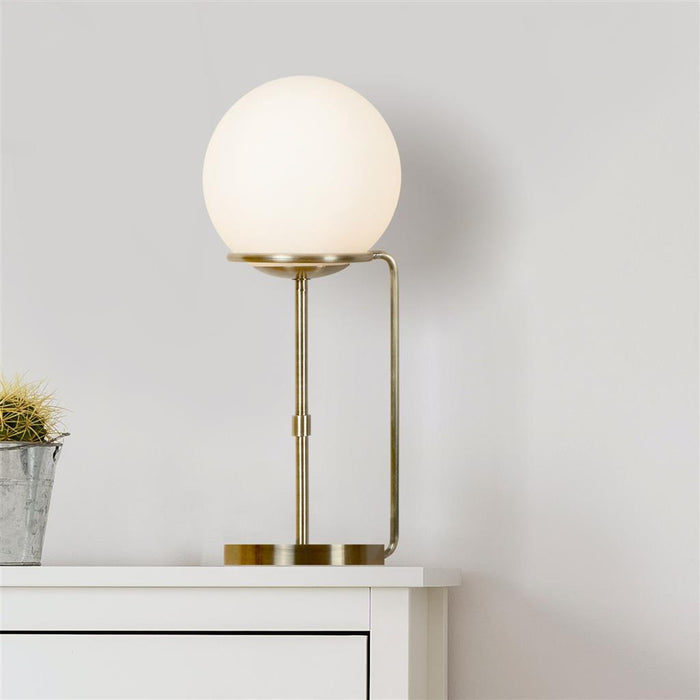 Searchlight  8092AB Sphere  Table Lamp  - Antique Brass Metal & Opal Glass