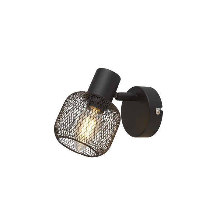 Searchlight  81201-1BK Meshy Cage Spotlight Wall Light - Black Metal