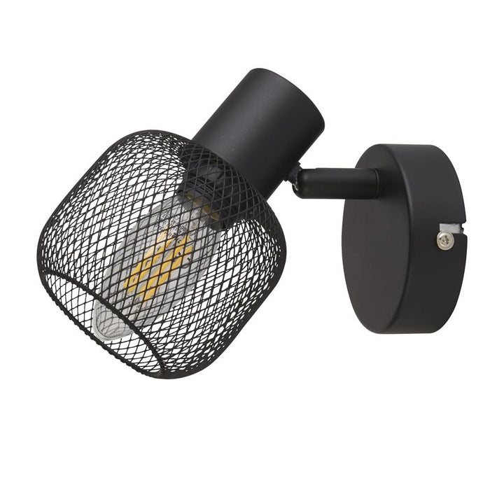 Searchlight  81201-1BK Meshy Cage Spotlight Wall Light - Black Metal
