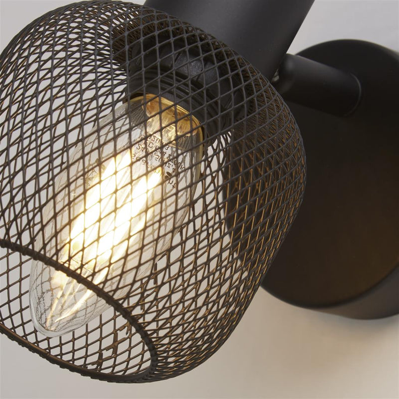 Searchlight  81201-1BK Meshy Cage Spotlight Wall Light - Black Metal