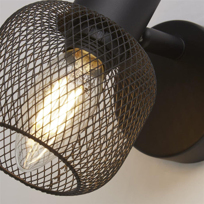 Searchlight  81201-1BK Meshy Cage Spotlight Wall Light - Black Metal