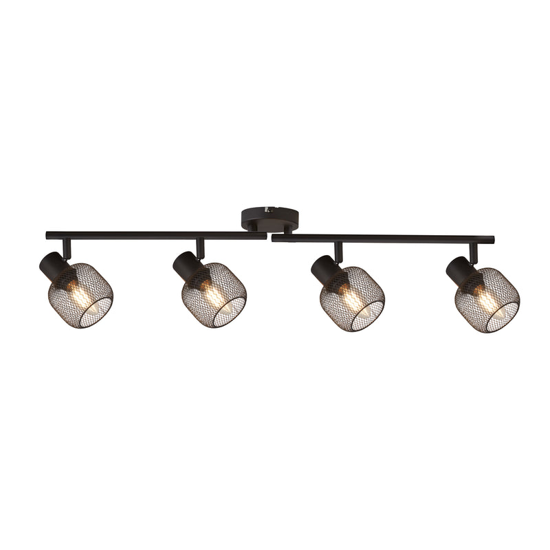 Searchlight  81201-4BK Meshy 4Lt Cage Bar Spotlight - Black Metal - Bonus Superstore