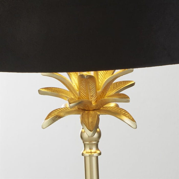 Searchlight  81212BK Palm Table Lamp - Satin Brass & Black Velvet Shade