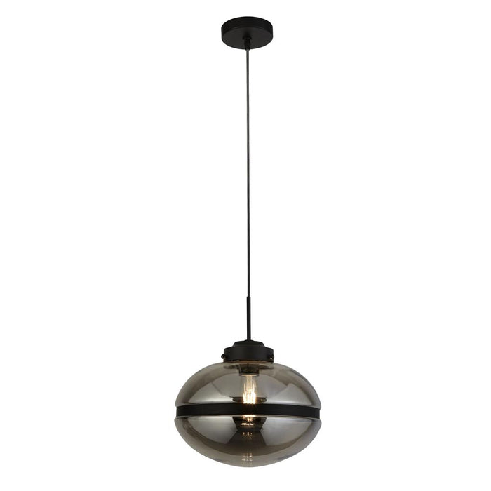 Searchlight  8131-1SM Meringue Ceiling Pendant - Black Metal & Smoked Glass