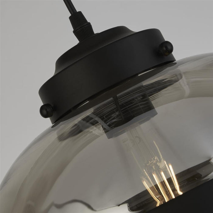 Searchlight  8131-1SM Meringue Ceiling Pendant - Black Metal & Smoked Glass