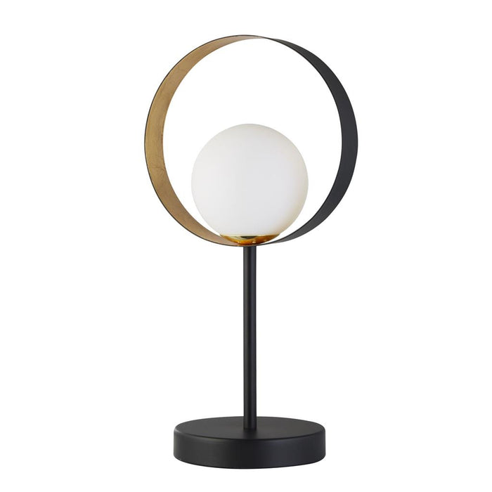 Searchlight  8141BGO Orbital Table Lamp - Black Metal, Gold Leaf & Opal Glass