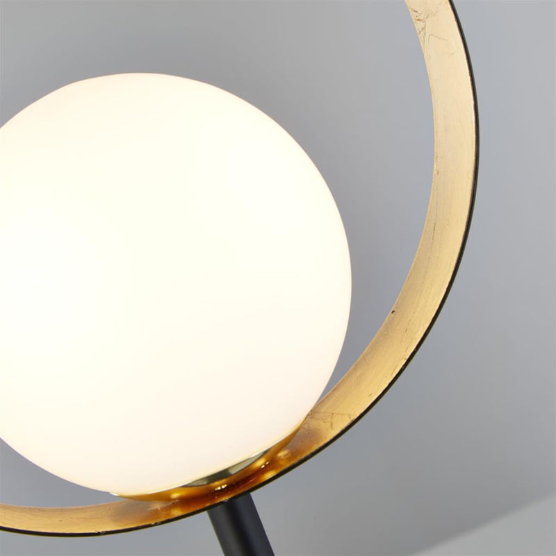 Searchlight  8141BGO Orbital Table Lamp - Black Metal, Gold Leaf & Opal Glass
