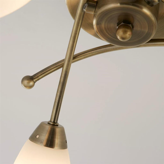Searchlight  8183-3AB Opera 3Lt Flush - Antique Brass Metal & Opal Glass