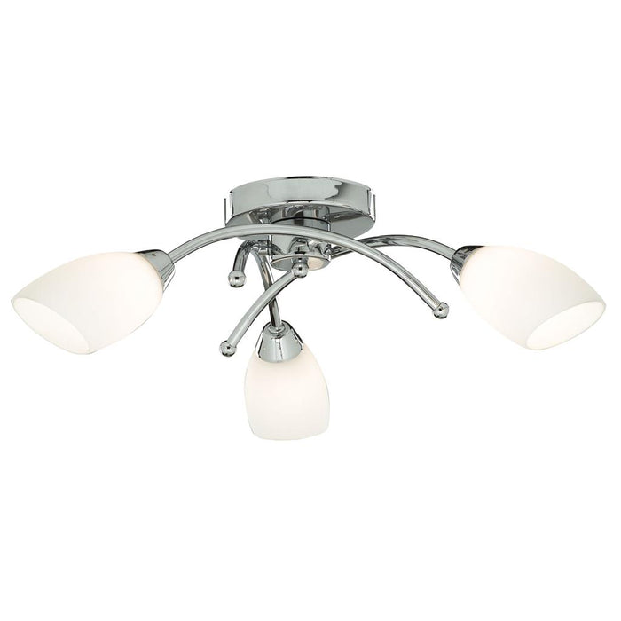 Searchlight  8183-3CC Opera 3Lt Flush -Chrome Metal & Opal Glass