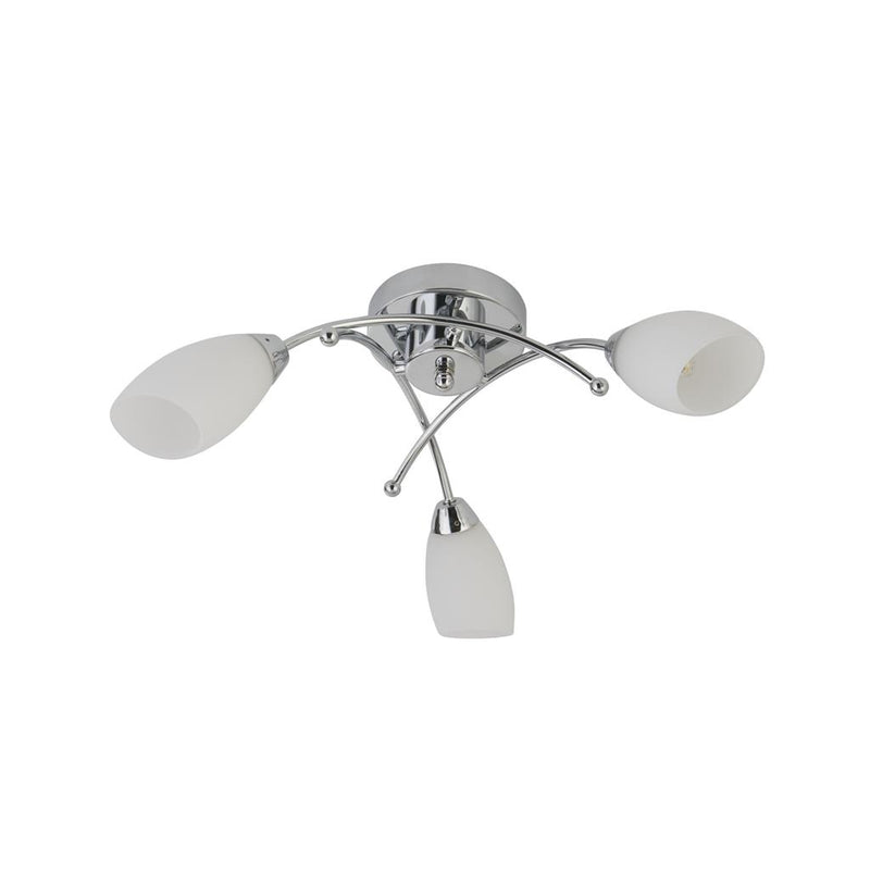 Searchlight  8183-3CC Opera 3Lt Flush -Chrome Metal & Opal Glass