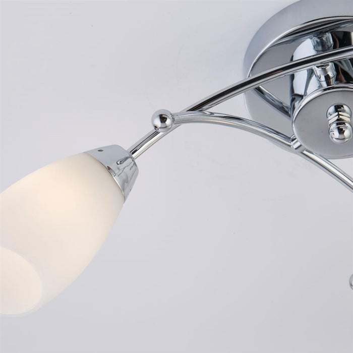 Searchlight  8183-3CC Opera 3Lt Flush -Chrome Metal & Opal Glass