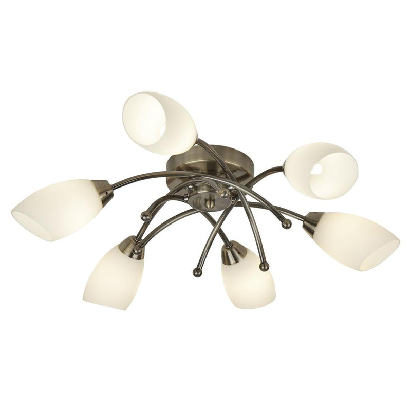 Searchlight  8186-6AB Opera 6Lt Flush -Antique Brass & Opal Glass