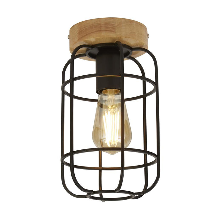 Searchlight  81952-1BK Vision Flush - Matt Black Metal & Wood