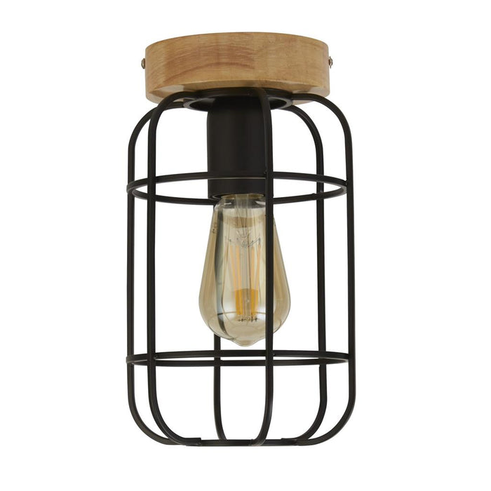 Searchlight  81952-1BK Vision Flush - Matt Black Metal & Wood