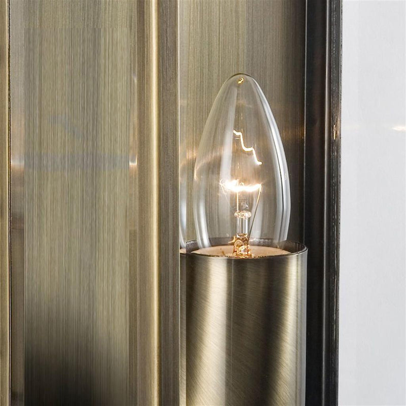 Searchlight  8204AB Box Outdoor Wall Light - Antique Brass Metal & Glass - Bonus Superstore