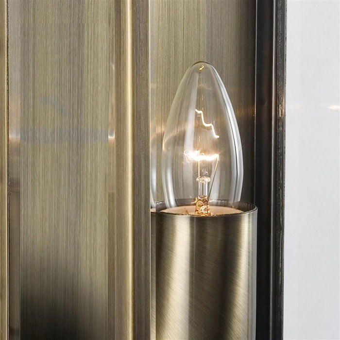 Searchlight  8204AB Box Outdoor Wall Light - Antique Brass Metal & Glass