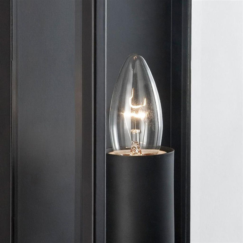 Searchlight  8204BK Box Outdoor Wall Light - Black Metal & Glass