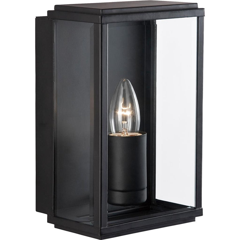 Searchlight  8204BK Box Outdoor Wall Light - Black Metal & Glass