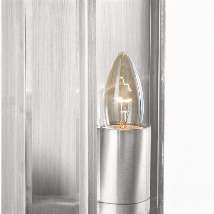 Searchlight  8204SS Box Outdoor Wall Light - Satin Silver Metal & Glass