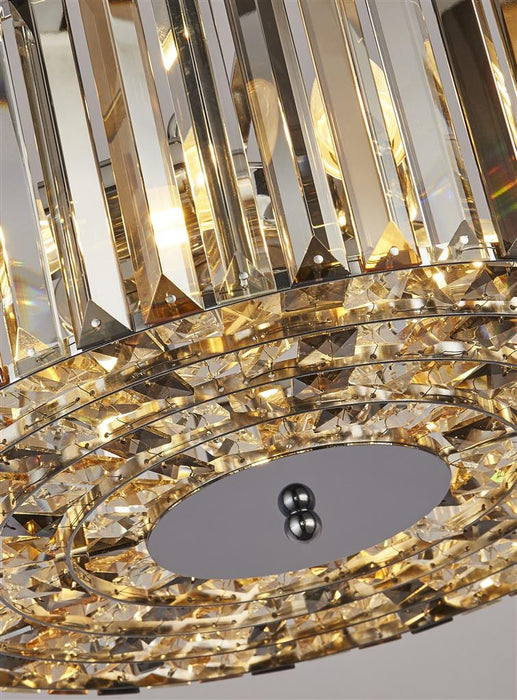 Searchlight  82101-4CC Chapeau 4Lt Pendant/Semi-Flush -  Amber, Smoke & Crystal