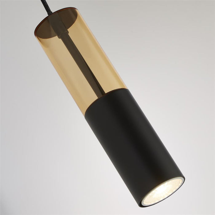 Searchlight  82121-1BK Merrygold Pendant - Black Metal & Amber Acrylic