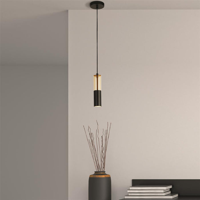 Searchlight  82121-1BK Merrygold Pendant - Black Metal & Amber Acrylic