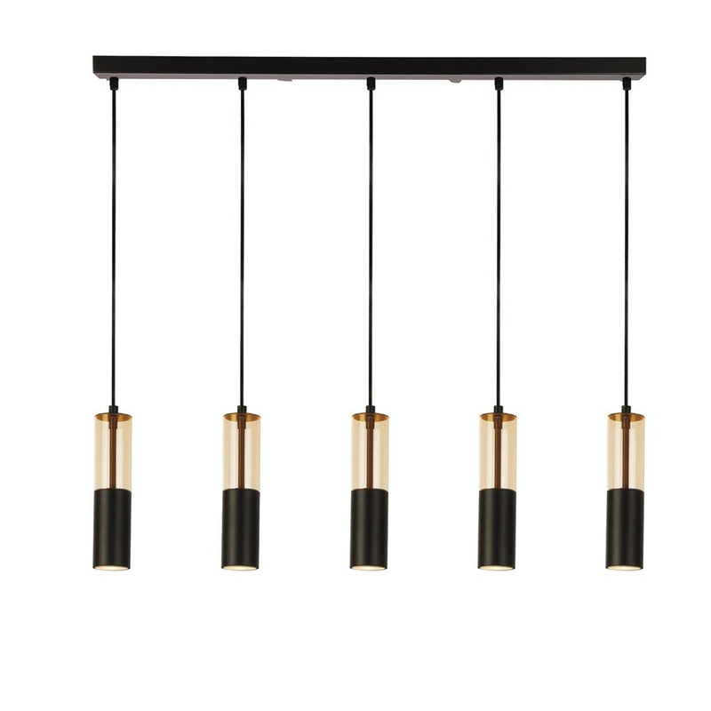 Searchlight  82121-5BK Merrygold 5Lt Bar Pendant - Black Metal & Amber Acrylic
