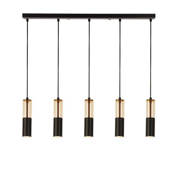 Searchlight  82121-5BK Merrygold 5Lt Bar Pendant - Black Metal & Amber Acrylic