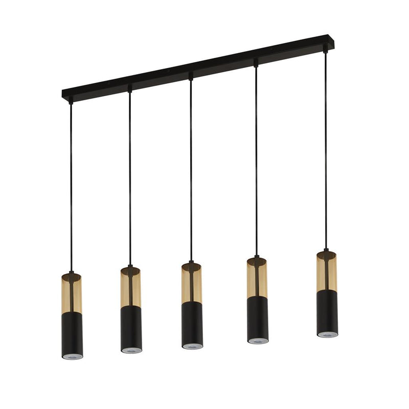 Searchlight  82121-5BK Merrygold 5Lt Bar Pendant - Black Metal & Amber Acrylic
