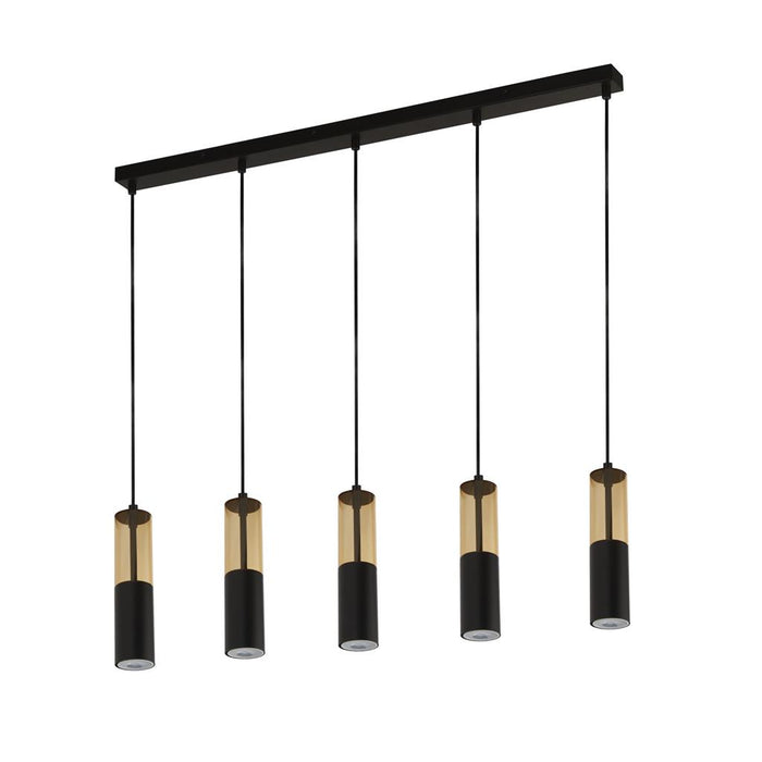 Searchlight  82121-5BK Merrygold 5Lt Bar Pendant - Black Metal & Amber Acrylic