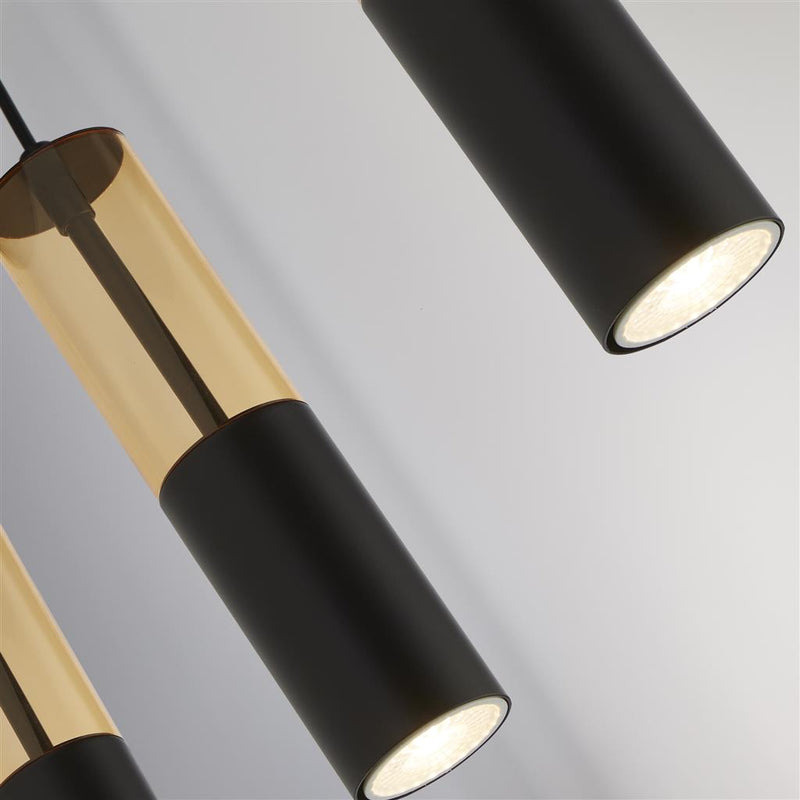 Searchlight  82121-5BK Merrygold 5Lt Bar Pendant - Black Metal & Amber Acrylic