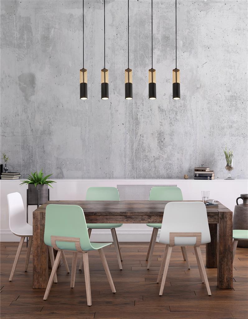 Searchlight  82121-5BK Merrygold 5Lt Bar Pendant - Black Metal & Amber Acrylic