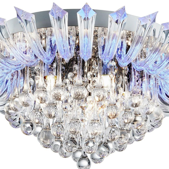 Searchlight  8215-5CC Crystoria 5Lt Blue LED Flush  -   Chrome, Glass & Acrylic