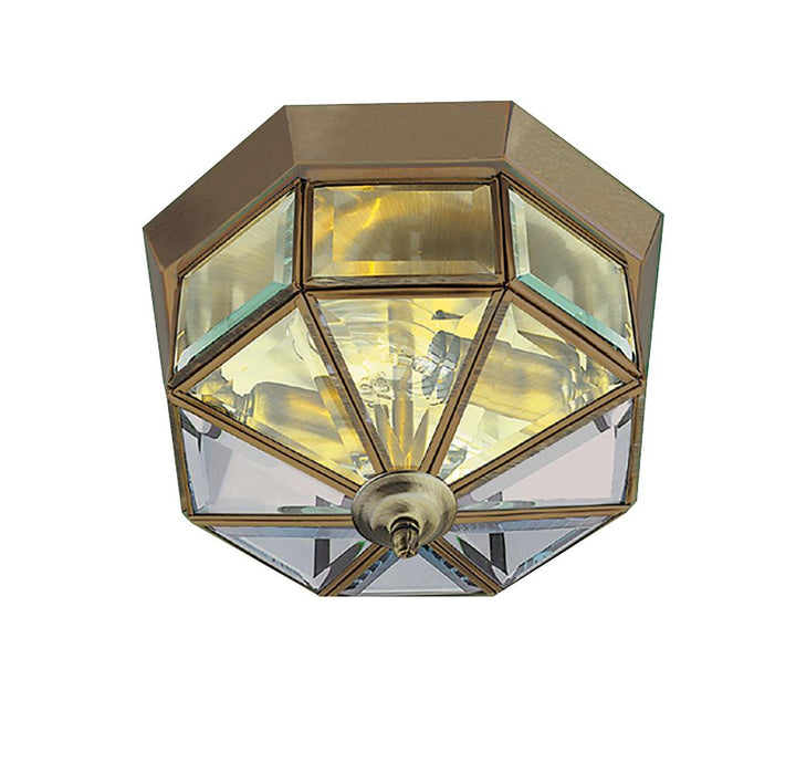 Searchlight  8235AB Pisa III Flush  - Antique Brass Metal & Clear Bevelled Glass