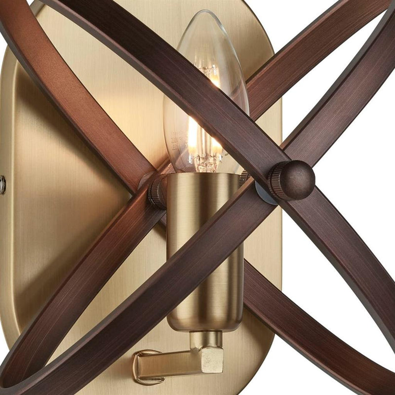 Searchlight  8241BZ Hoopla Wall Light  - Bronze & Brown Metal