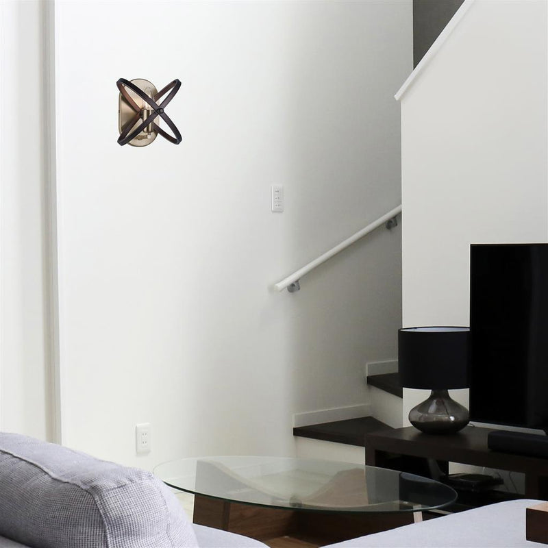 Searchlight  8241BZ Hoopla Wall Light  - Bronze & Brown Metal