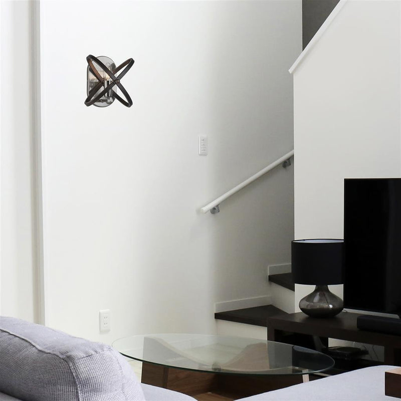 Searchlight  8241PW Hoopla Wall Light  - Pewter & Black Metal