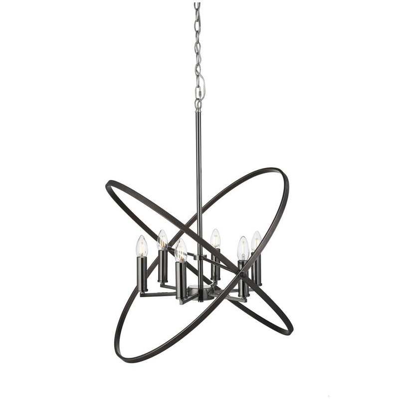 Searchlight  8246-6PW Hoopla 6Lt Pendant - Pewter Metal