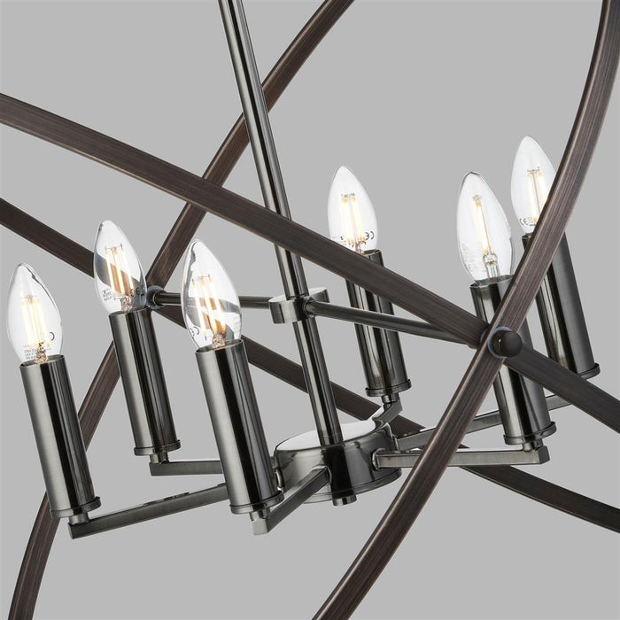 Searchlight  8246-6PW Hoopla 6Lt Pendant - Pewter Metal