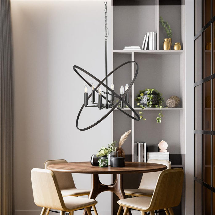Searchlight  8246-6PW Hoopla 6Lt Pendant - Pewter Metal