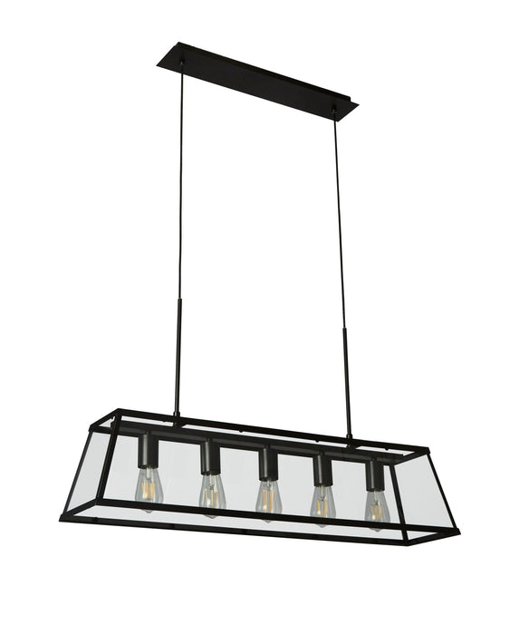 Searchlight  4614-5BK Voyager  5Lt Bar Pendant - Black Metal & Glass