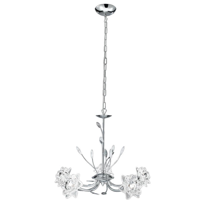 Searchlight  8285-5CC Bellis 5Lt Pendant - Chrome Metal & Clear Glass