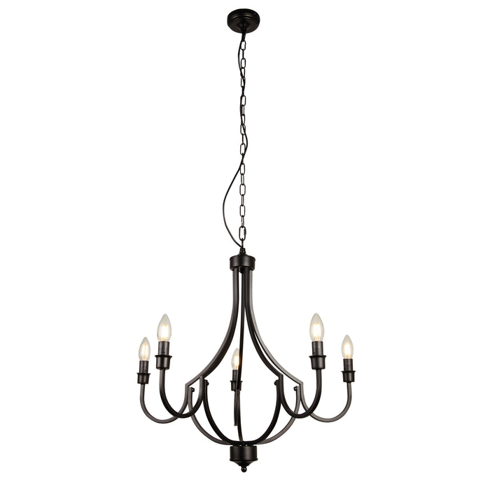 Searchlight  82915-5BK Lodge 5Lt Pendant - Black Metal