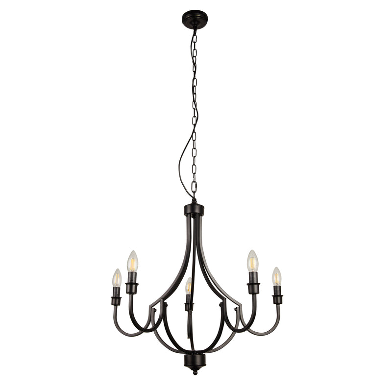 Searchlight  82915-5BK Lodge 5Lt Pendant - Black Metal