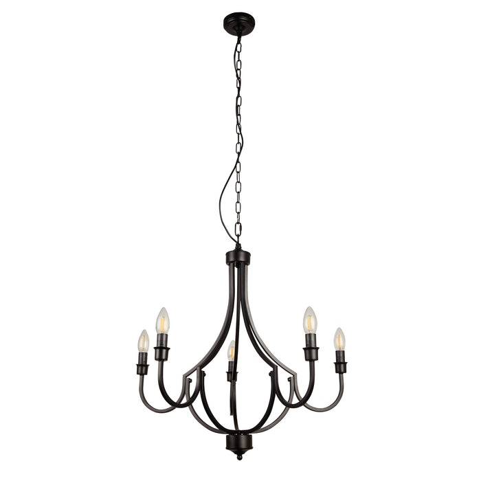Searchlight  82915-5BK Lodge 5Lt Pendant - Black Metal